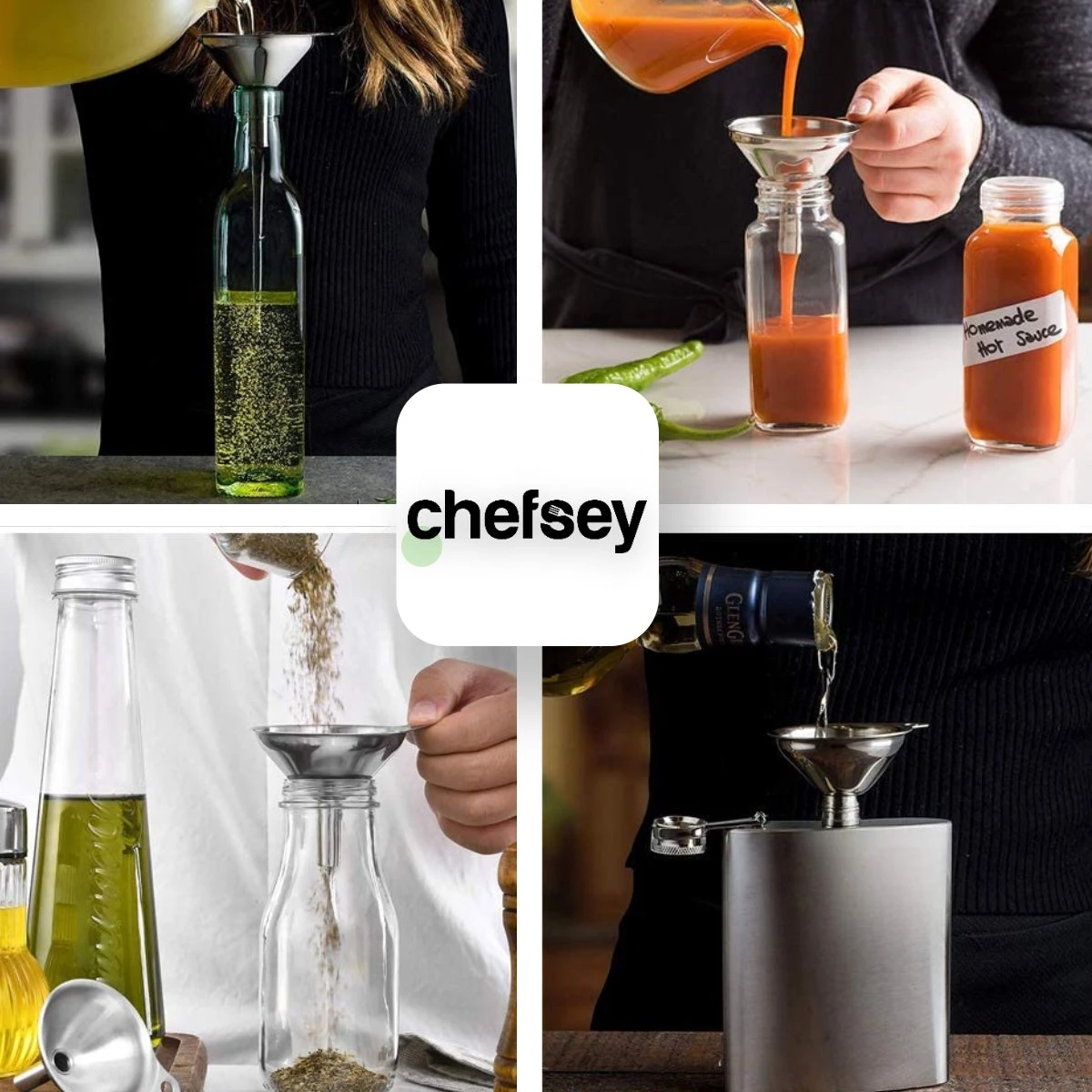 Chefsey - Trechter Set – Keuken – 3 Stuks – RVS – Keukengerei - Afbeelding 4