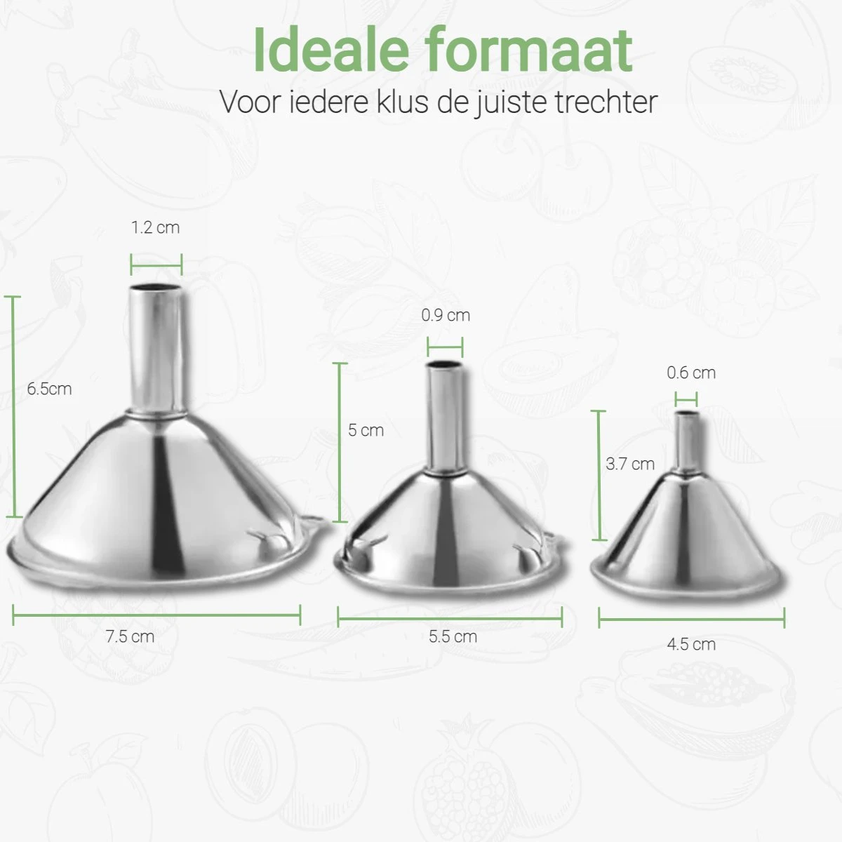 Chefsey - Trechter Set – Keuken – 3 Stuks – RVS – Keukengerei - Afbeelding 5