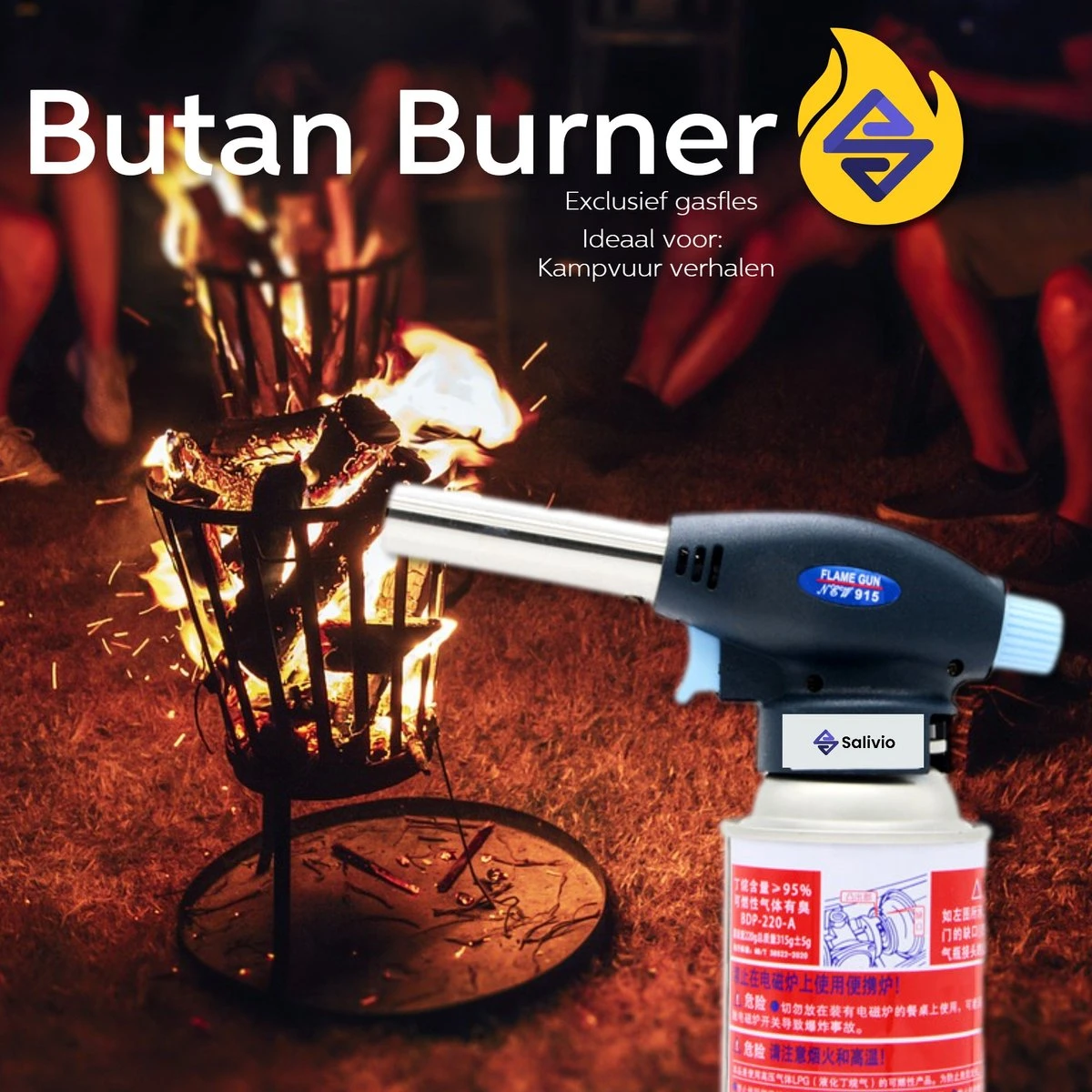 Vivefly Kitchen Salivio Butan Burner - Universele Gasbrander Voor Creme Brulee, Keuken, Kamperen En Barbecue - Draagbare Butaan Brander - Kookgerei - Afbeelding 2