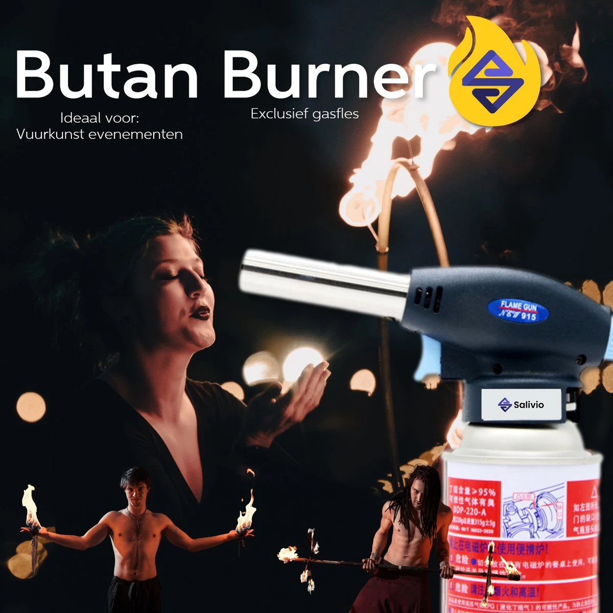 Vivefly Kitchen Salivio Butan Burner - Universele Gasbrander Voor Creme Brulee, Keuken, Kamperen En Barbecue - Draagbare Butaan Brander - Kookgerei - Afbeelding 4