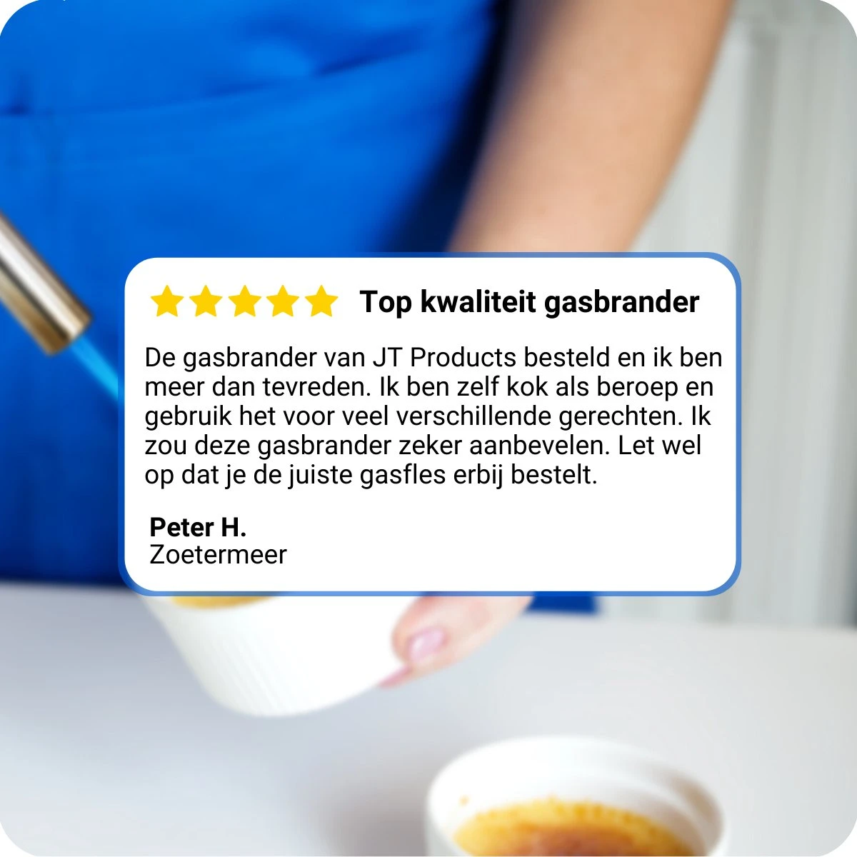 JT Products Gasbrander Crème Brûlée – Butaangas Brander – Keukenbrander - Aansteker – Koksbrander - Solderen – Keukengerei - Exclusief Gasfles - Afbeelding 6