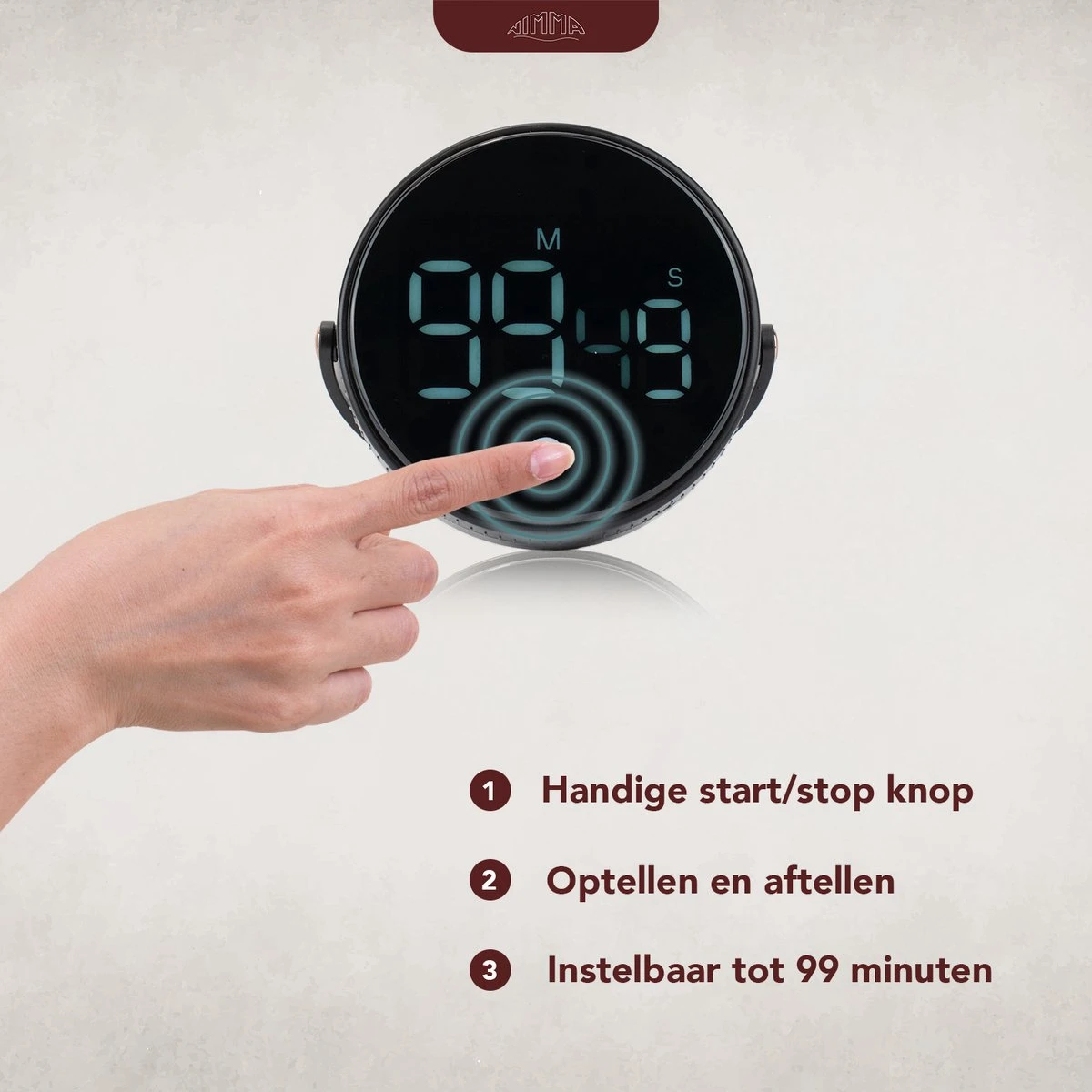 Nimma® Kookwekker - Digitale Keukenwekker - Magnetisch - Incl. Timer En Stopwatch - Draaiknop - Led - Zwart - Afbeelding 2