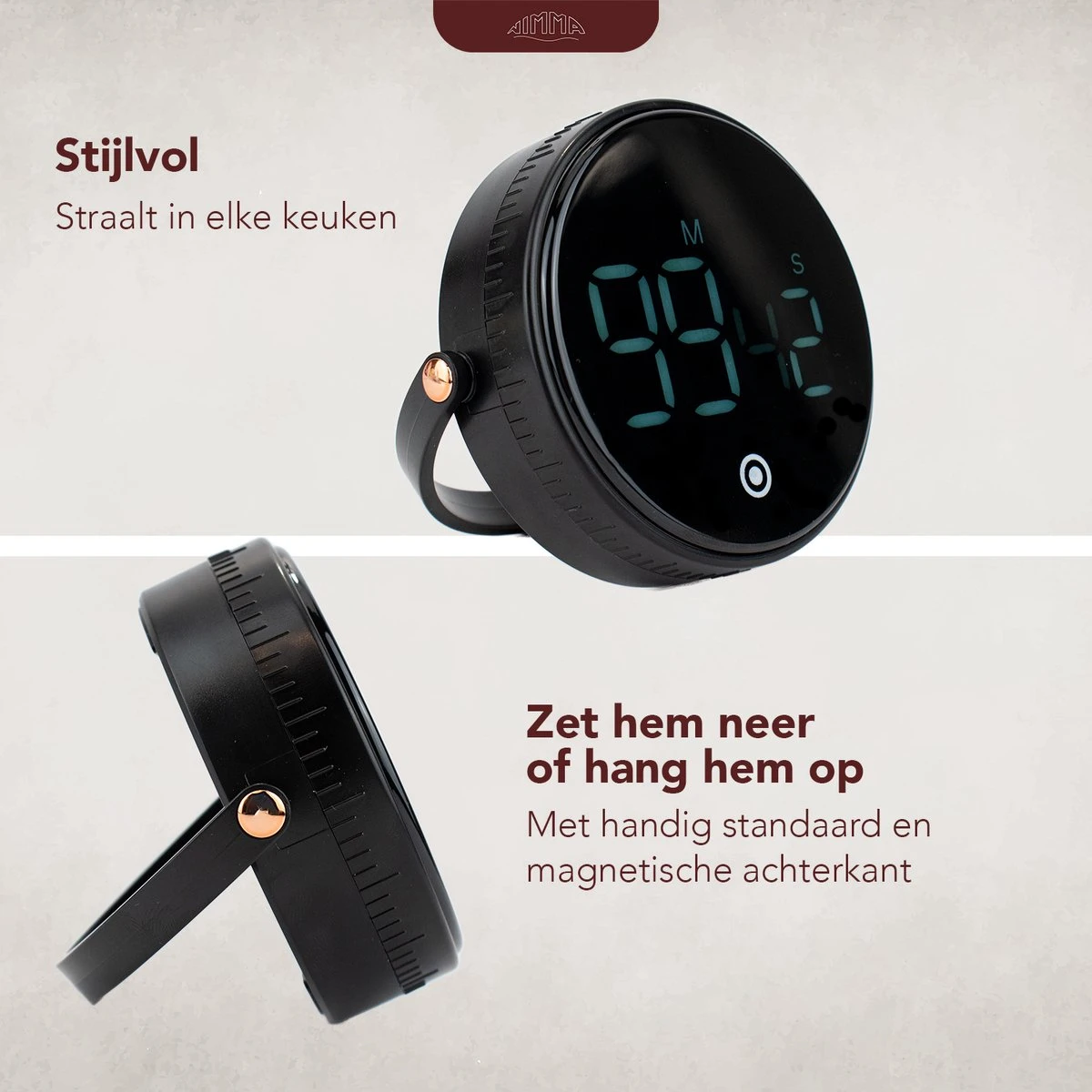 Nimma® Kookwekker - Digitale Keukenwekker - Magnetisch - Incl. Timer En Stopwatch - Draaiknop - Led - Zwart - Afbeelding 3