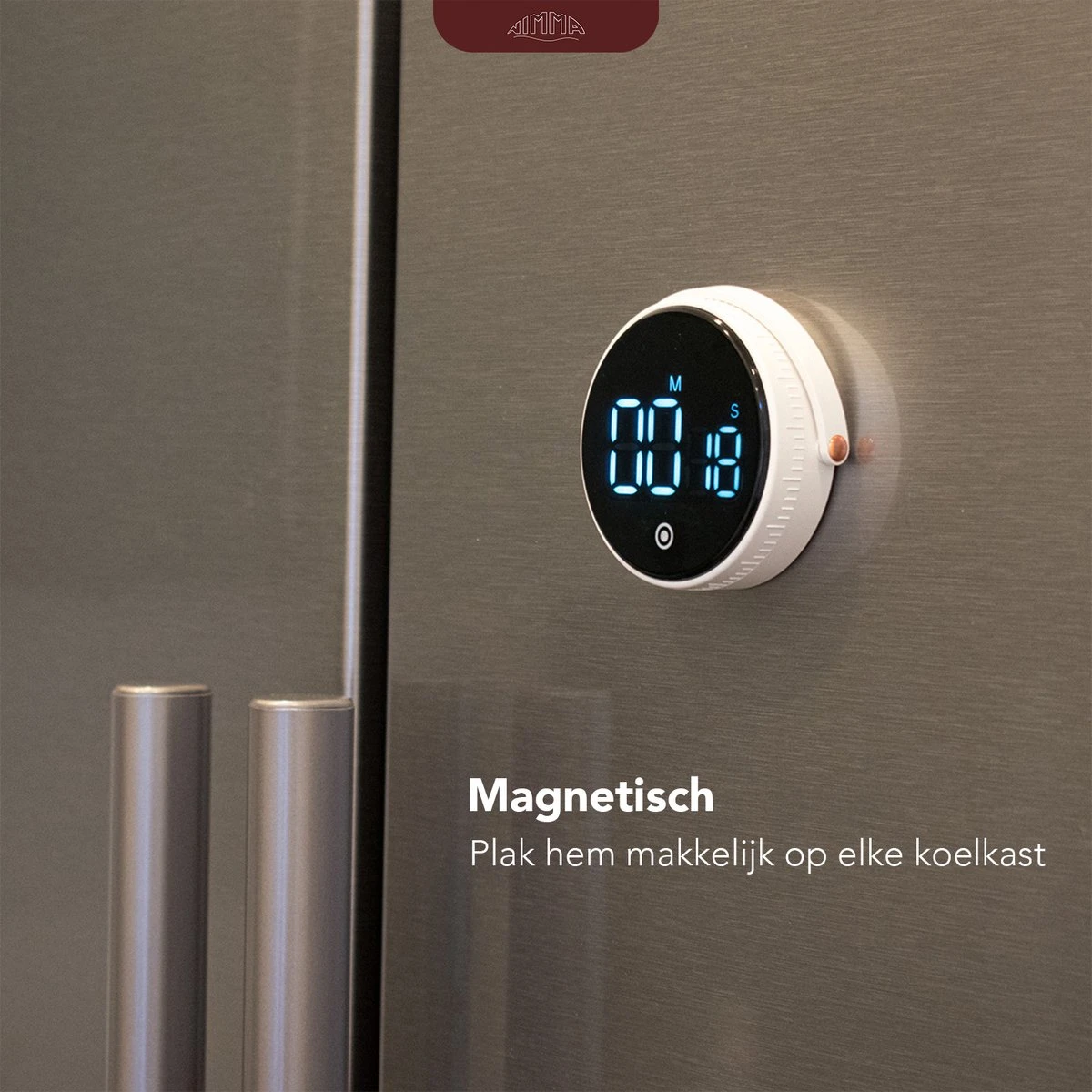 Nimma® Kookwekker - Digitale Keukenwekker - Magnetisch - Incl. Timer En Stopwatch - Draaiknop - Led - Wit - Afbeelding 3