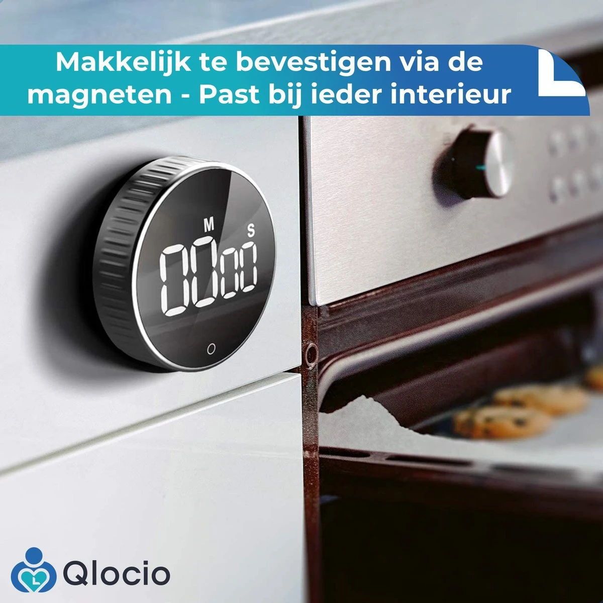 Qlocio Digitale Kookwekker Klok - Keukenwekker - Magnetisch - Zwart - Afbeelding 8