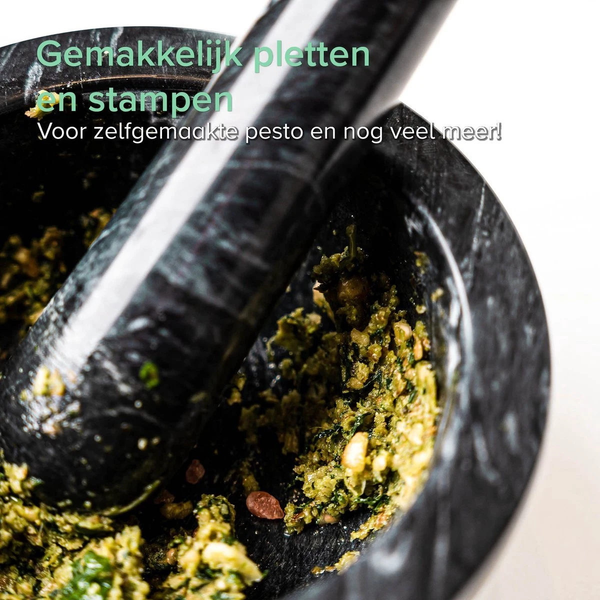 Coninx Vijzel - Mortier Met Stamper - Kruidenstamper - Ø15 X H8CM - Zwart Marmer Gepolijst - Afbeelding 10