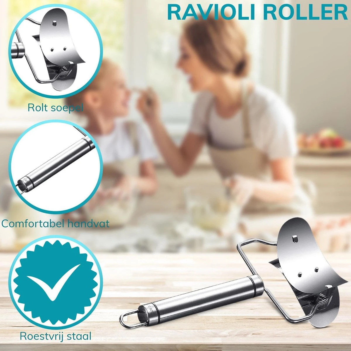 Qualisce Dumpling Maker - Ravioli Snijder - Deegroller - Rvs - Afbeelding 2