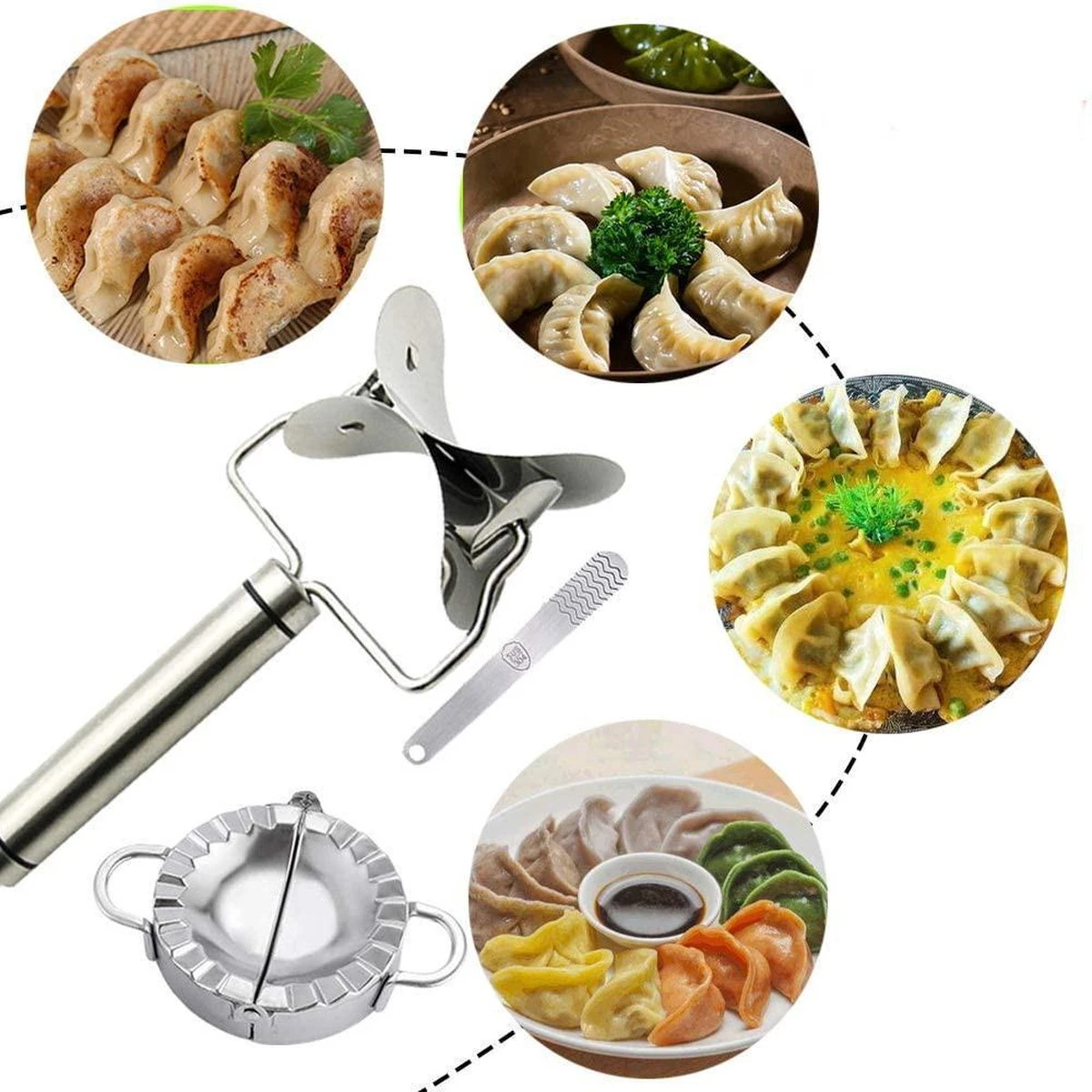 Qualisce Dumpling Maker - Ravioli Snijder - Deegroller - Rvs - Afbeelding 9