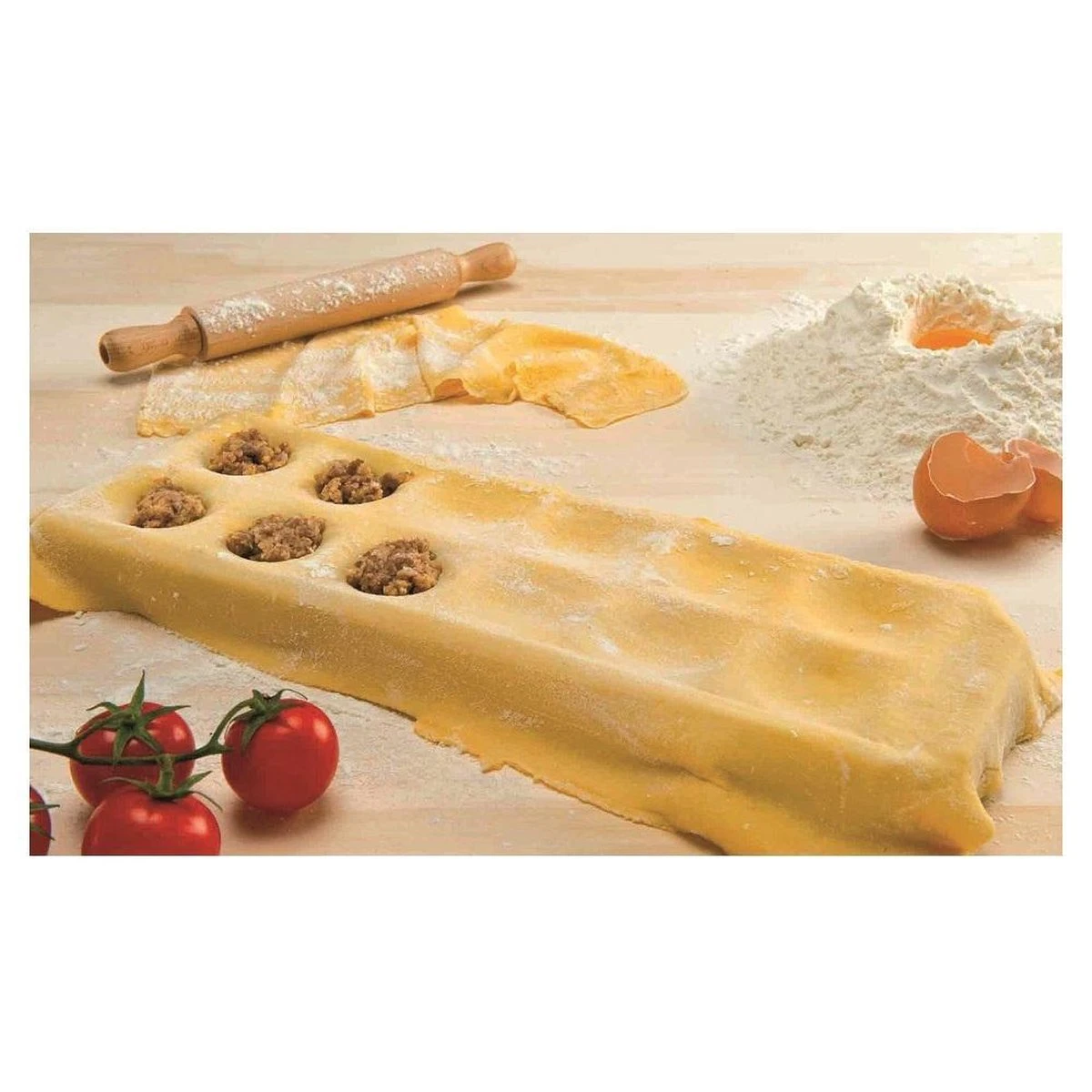 Foodiletto - Raviolimaker Set - Vorm 12 Ravioli - Aluminium/Beukenhout - Zilver - Afbeelding 7