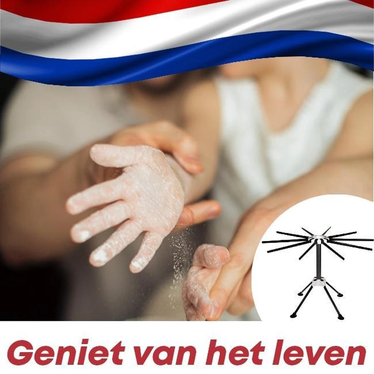 YUGN Pasta Droogrek RVS En Pastarek Inklapbaar - Pasta Droger Voor Oa Spaghetti En Is Vaatwasserbestendig - Met Gratis E-Book - Ruim 10 Armen Van 19 Cm En Hoogte Van 32cm - Cadeau Tip - Afbeelding 6