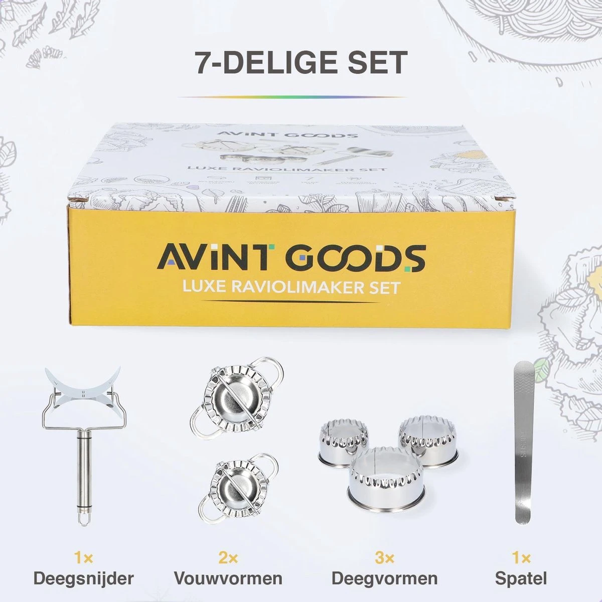 AVINTGOODS Dumpling Maker - 7-delig Pastei Vorm - Deegsnijder - Afbeelding 5