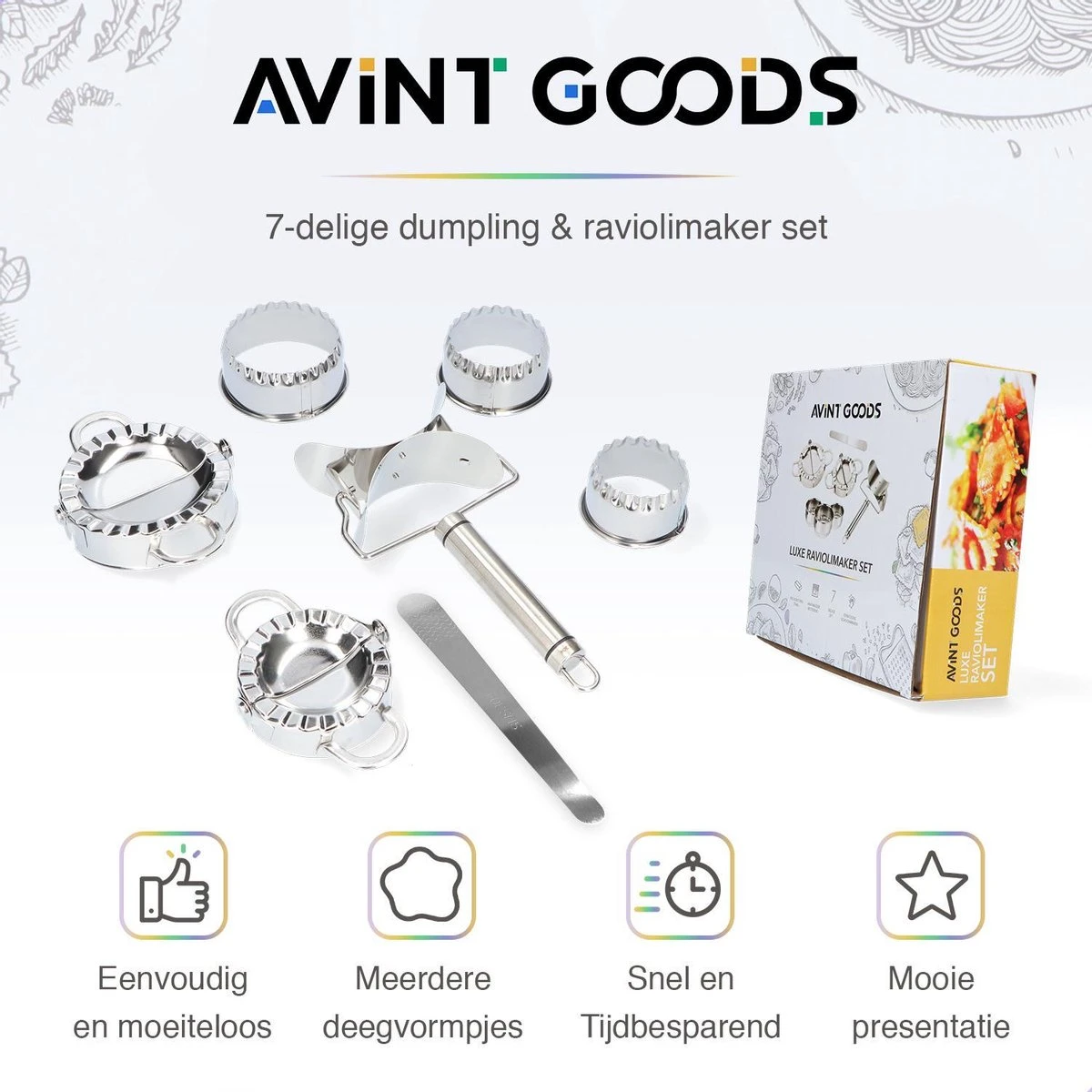 AVINTGOODS Dumpling Maker - 7-delig Pastei Vorm - Deegsnijder - Afbeelding 7