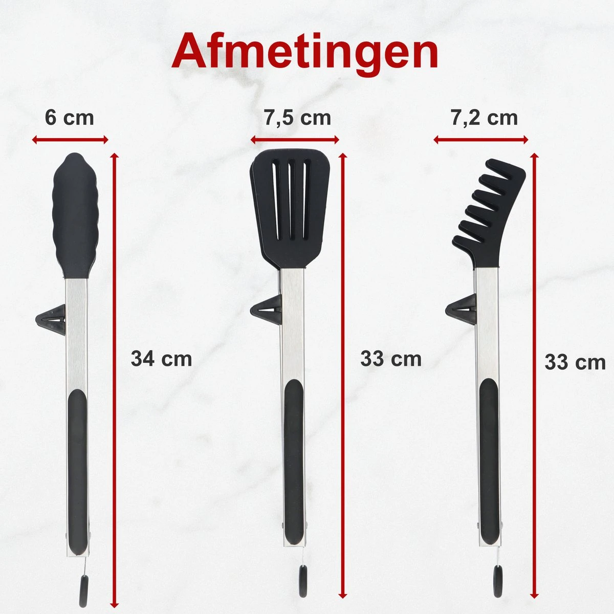 KitchenLove Vleestang - BBQ Tang - Serveertang - Keukentang - Spaghettitang - Pastatang - 30 CM - Roestvrijstaal RVS & Siliconen - Zwart - Afbeelding 7