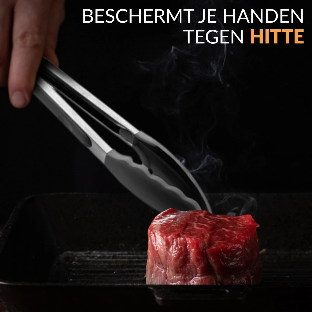 Merkloos Vleestang Voor In De Keuken Keukentang Serveertang BBQ Tang Accesoires Barbecuetang – Roestvrij Staal En Siliconen – Set Van 2 - Afbeelding 7