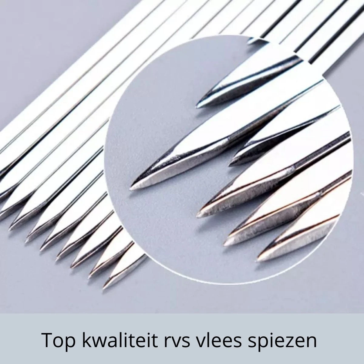 BBQ Spiezen Set 20 Stuks - Vlees Spiezen - Vlees Spiesen, Saté Stokjes - Saté Prikkers - Kebab Spiezen Barbecue Spiesen - Shashlick Met RVS Opberg Koker - Afbeelding 5