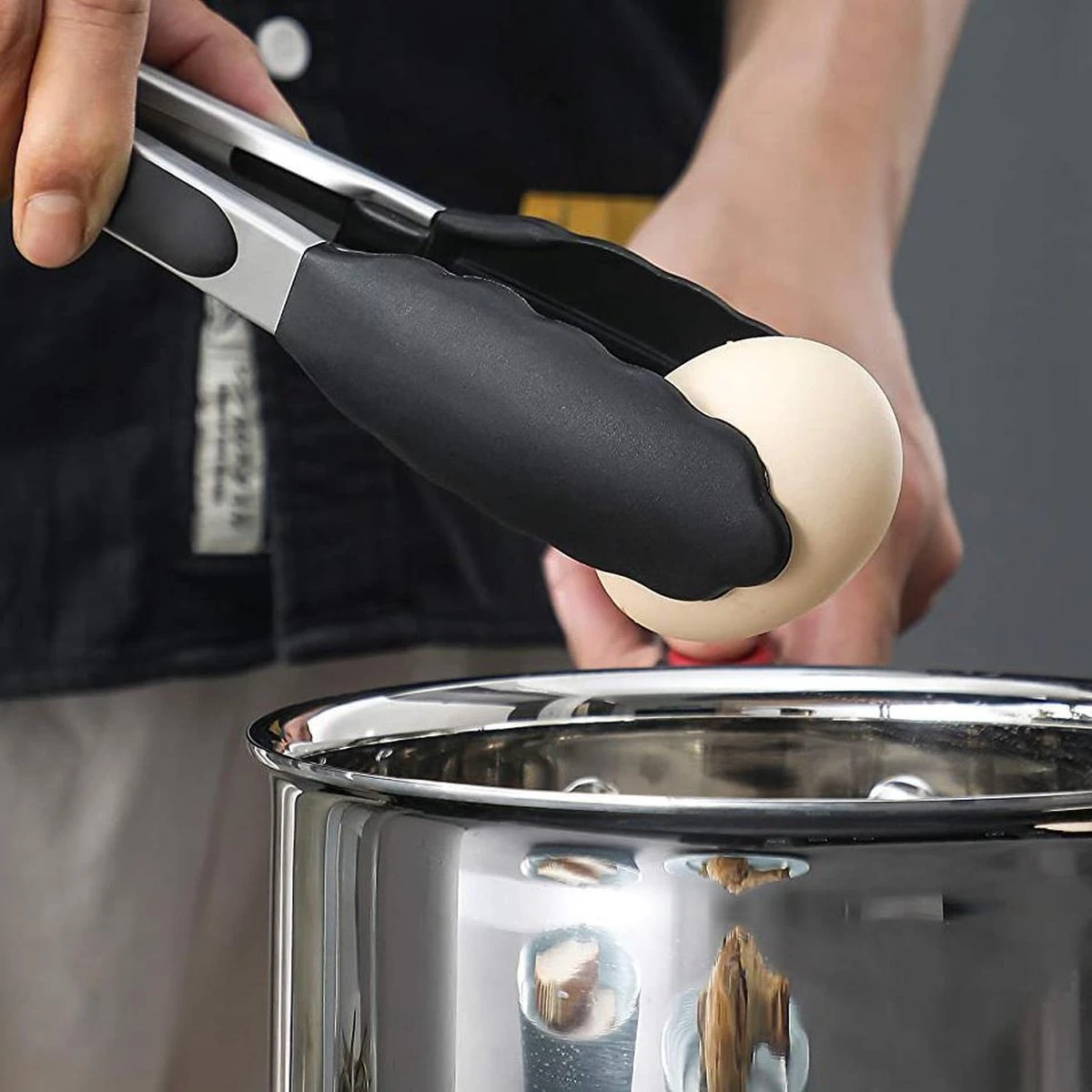 3x Keukentang RVS - Serveertang - BBQ Tang - Barbequetang - Vleestang - 3 Handige Maten - 33 Cm 27 Cm En 20 Cm - Zwart - Afbeelding 4