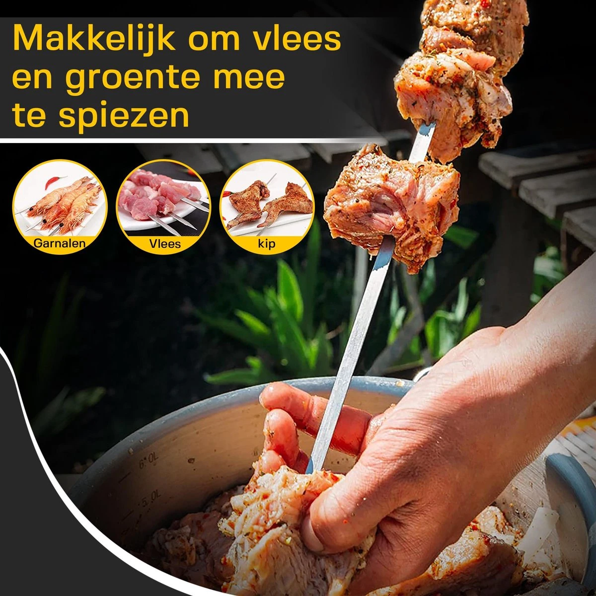 Ferodelli Kebab Spiezen - Bbq Spiezen - Set Van 6 - Barbeque Accesoires - Premium - Afbeelding 5