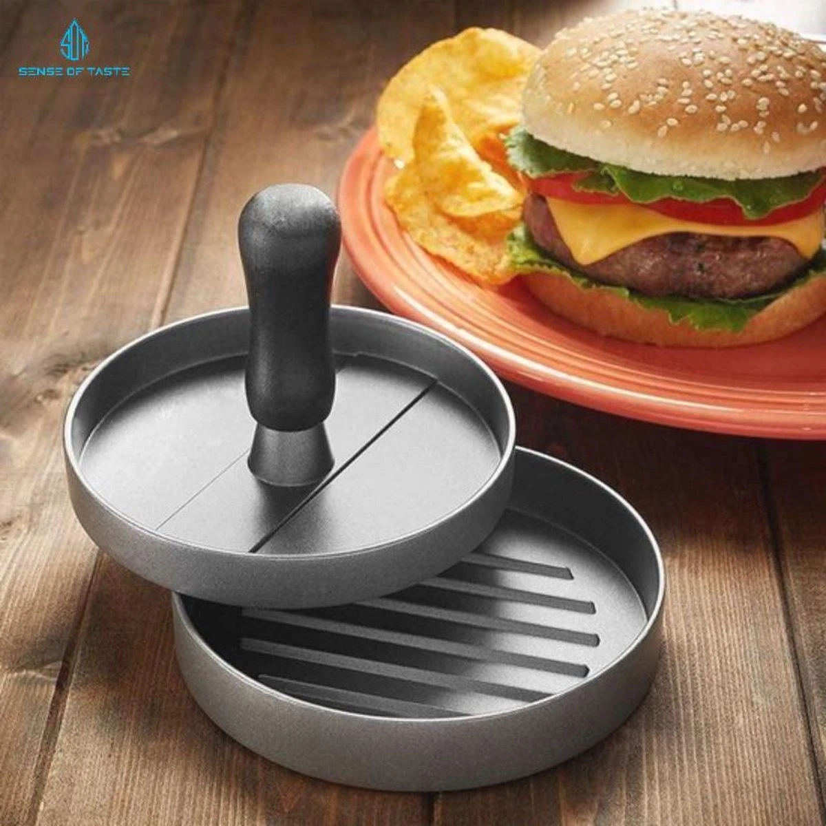 Hamburgerpers - Antiaanbaklaag - BBQ Set - RVS - Incl. 10x Waxpapiertjes - Afbeelding 5