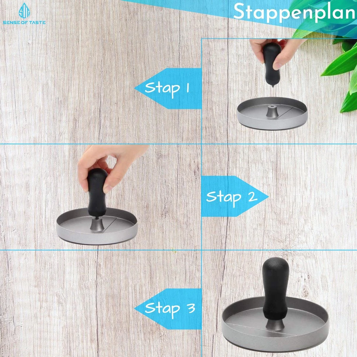 Hamburgerpers - Antiaanbaklaag - BBQ Set - RVS - Incl. 10x Waxpapiertjes - Afbeelding 7