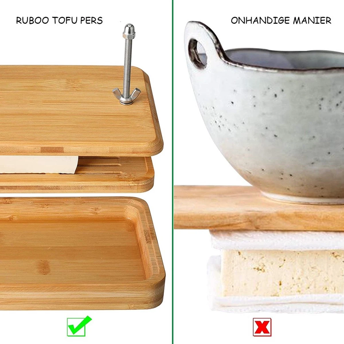 Ruboo Tofu Pers - Bamboe Tofu Pers - Tofupers - Vegan Tofu Press - Vegetarisch - Afbeelding 4