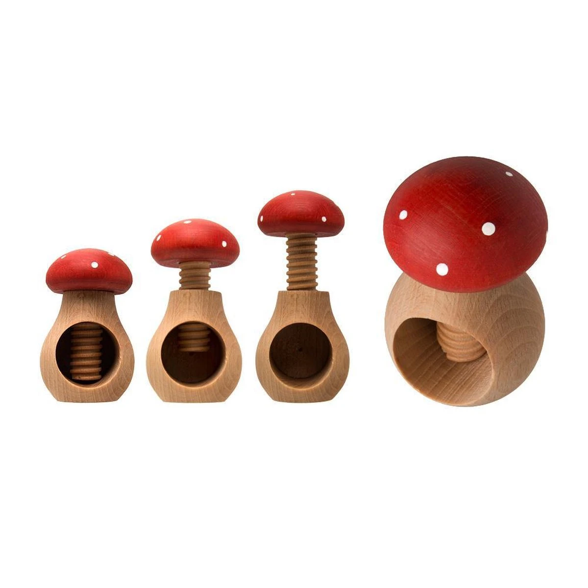 Uulki Houten Notenkraker "Paddenstoel" - In Europa Gemaakt Uit Europees Beukenhout (rood) - Afbeelding 2