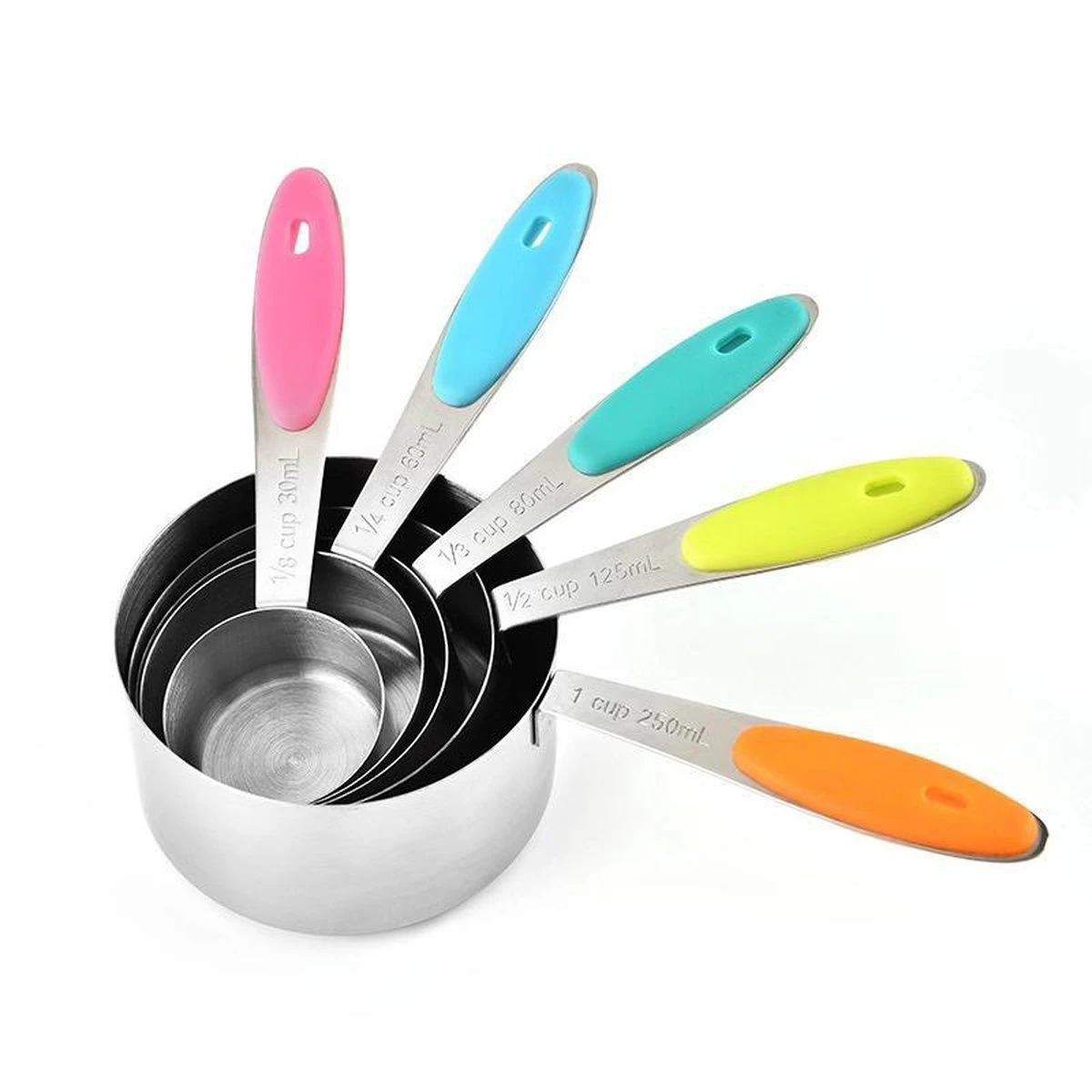 10-Delige Maatbeker & Maatlepel Set - Meetlepels Maatcups - Measuring Cups Spoons - Maatschepjes & Bekers - Grammen & ML Afwegen - Kleuren - Afbeelding 2