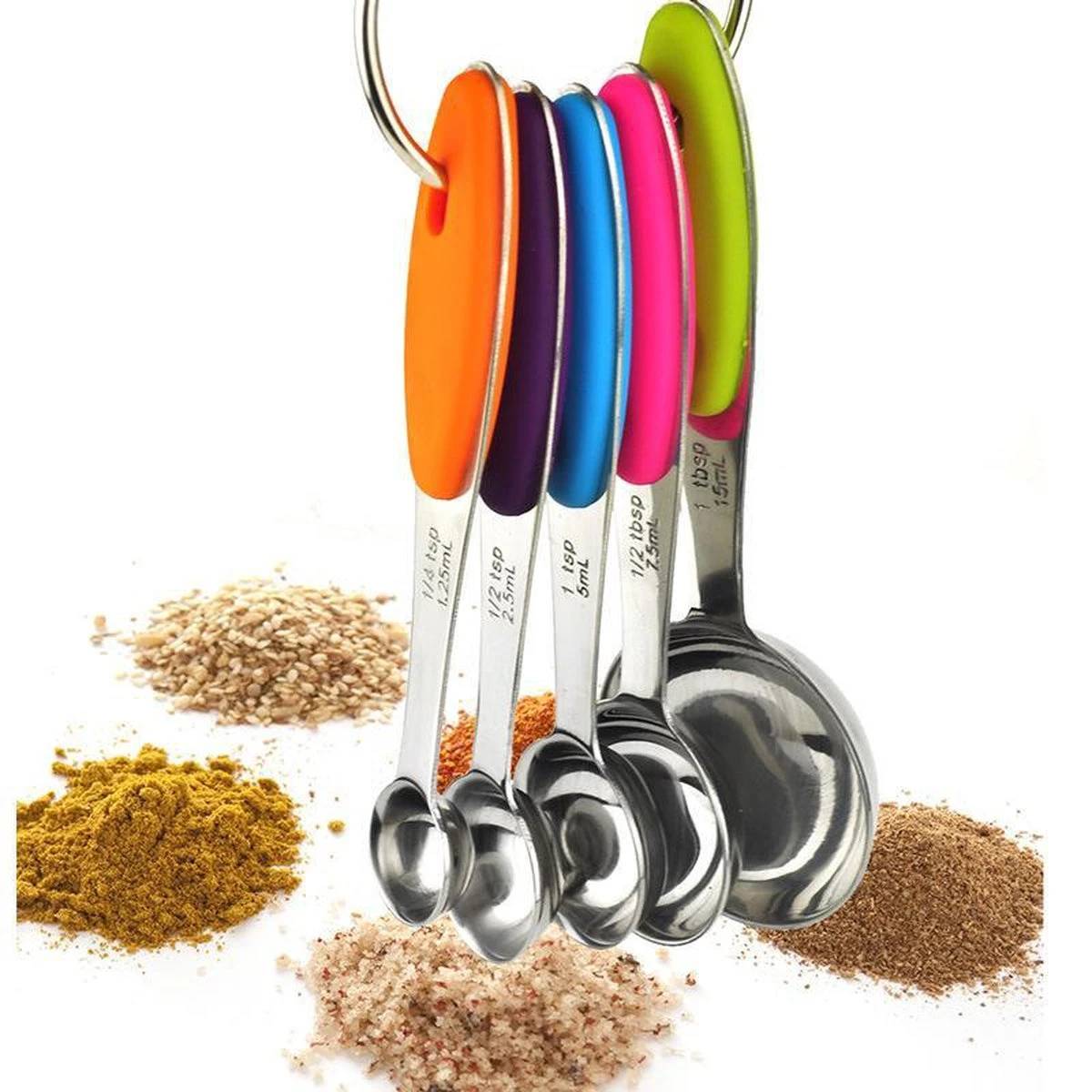 10-Delige Maatbeker & Maatlepel Set - Meetlepels Maatcups - Measuring Cups Spoons - Maatschepjes & Bekers - Grammen & ML Afwegen - Kleuren - Afbeelding 6