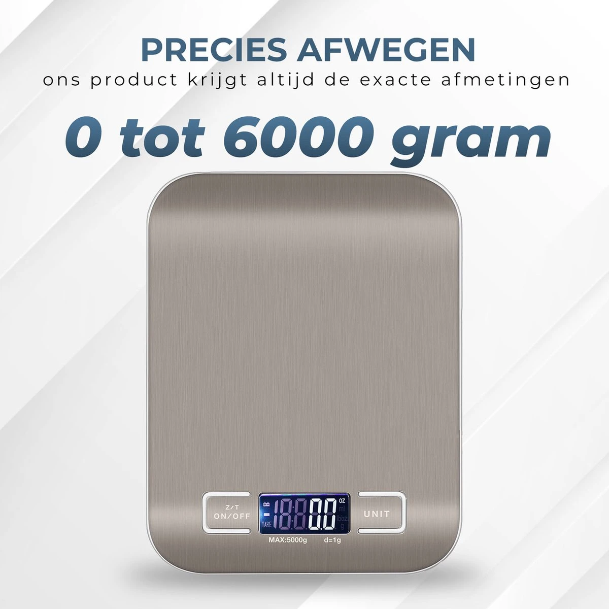 Ease Store Digitale Keuken Weegschaal Precisie – 1gr Tot 6kg – Elektrisch – Inclusief Batterijen – Tarra Functie - RVS - Afbeelding 4