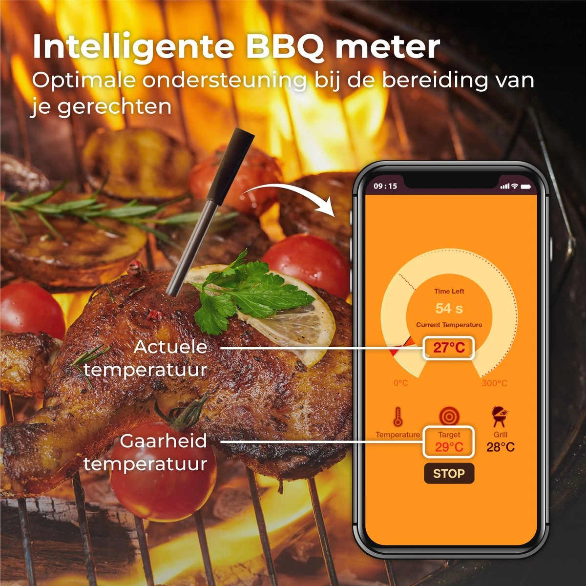Nuvance - Vleesthermometer Draadloos Met App - BBQ Thermometer Met Bluetooth - Meater - Oventhermometer - BBQ Accesoires - RVS - Afbeelding 3