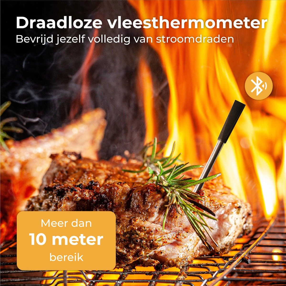 Nuvance - Vleesthermometer Draadloos Met App - BBQ Thermometer Met Bluetooth - Meater - Oventhermometer - BBQ Accesoires - RVS - Afbeelding 5