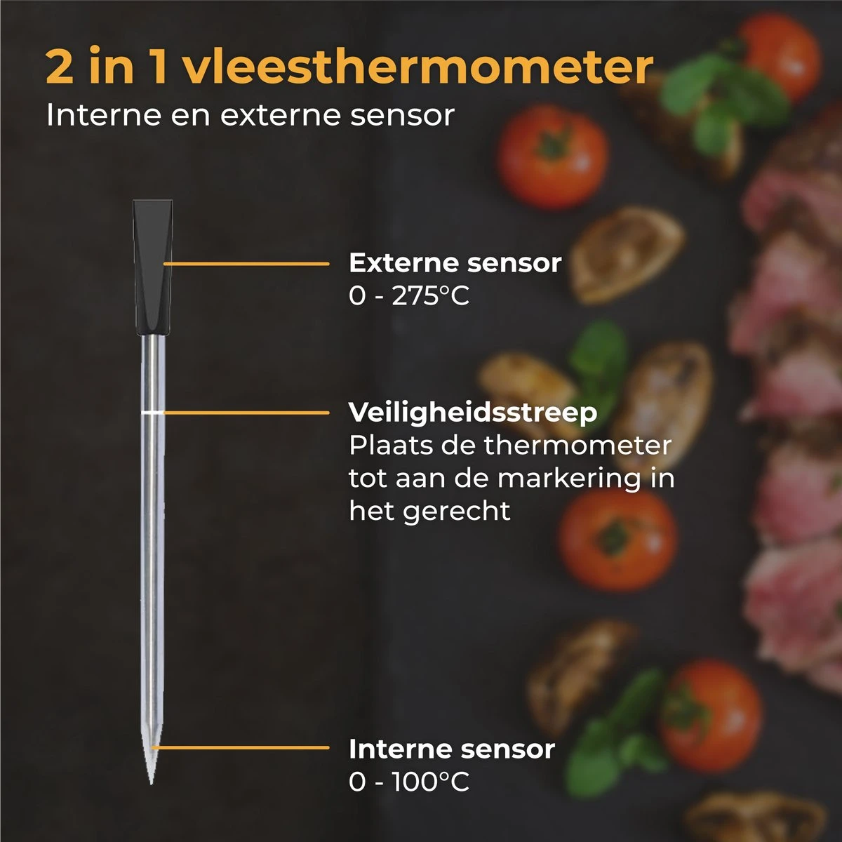 Nuvance - Vleesthermometer Draadloos Met App - BBQ Thermometer Met Bluetooth - Meater - Oventhermometer - BBQ Accesoires - RVS - Afbeelding 7