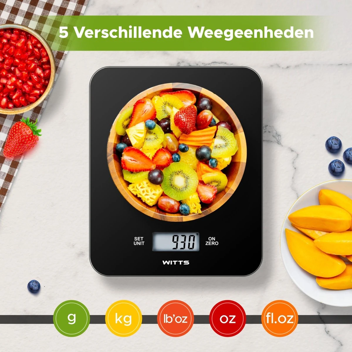 Witts Digitale Precisie Keuken Weegschaal – 1gr Tot 15 Kg – Tarra Functie – Elektrisch – Zwart - Afbeelding 3
