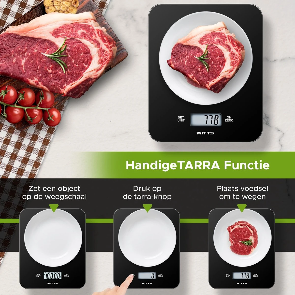 Witts Digitale Precisie Keuken Weegschaal – 1gr Tot 15 Kg – Tarra Functie – Elektrisch – Zwart - Afbeelding 7