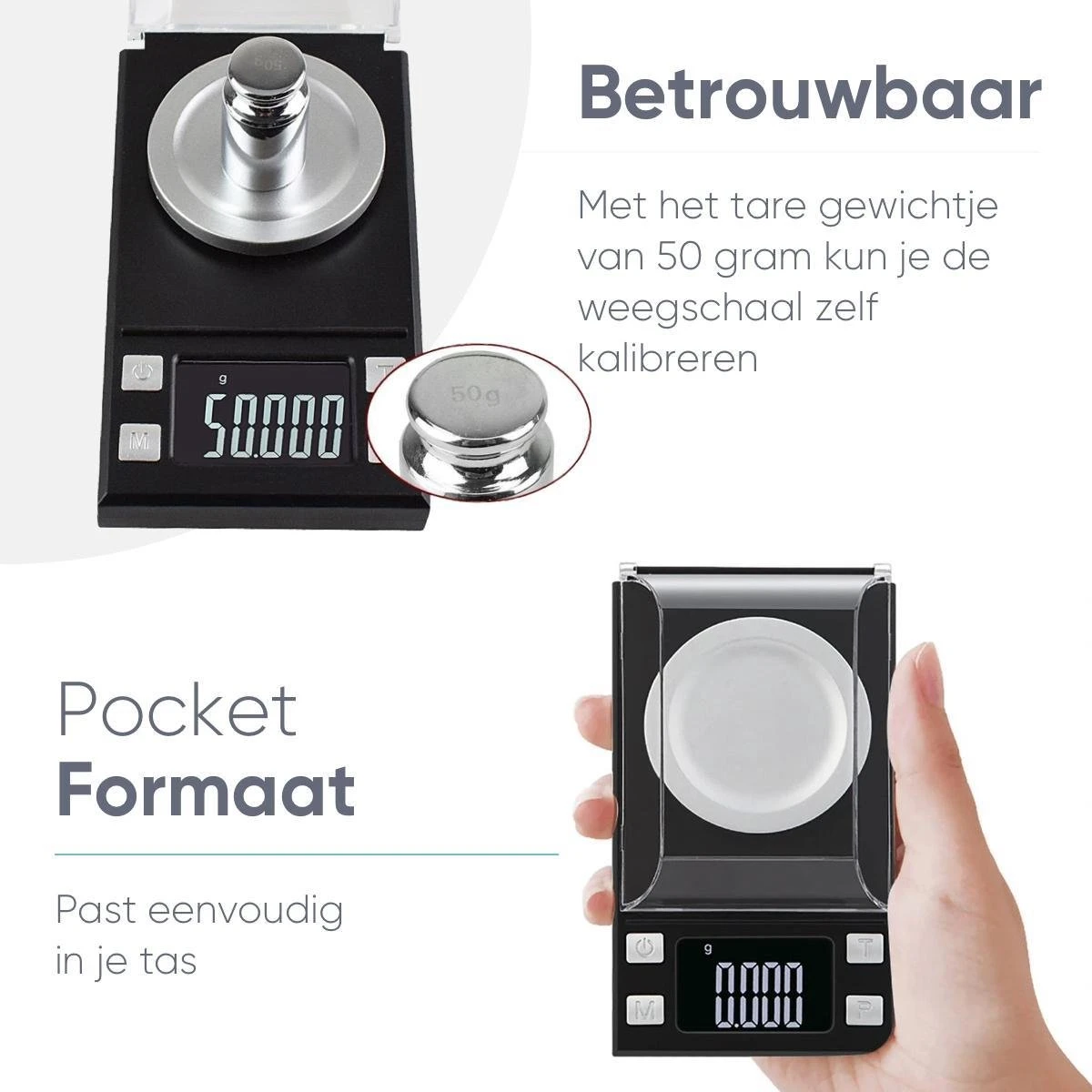 Trendfield Precisie Weegschaal - 0,001 Gr Nauwkeurig - Digitale Keukenweegschaal - Inclusief Batterijen - Zwart - Afbeelding 2