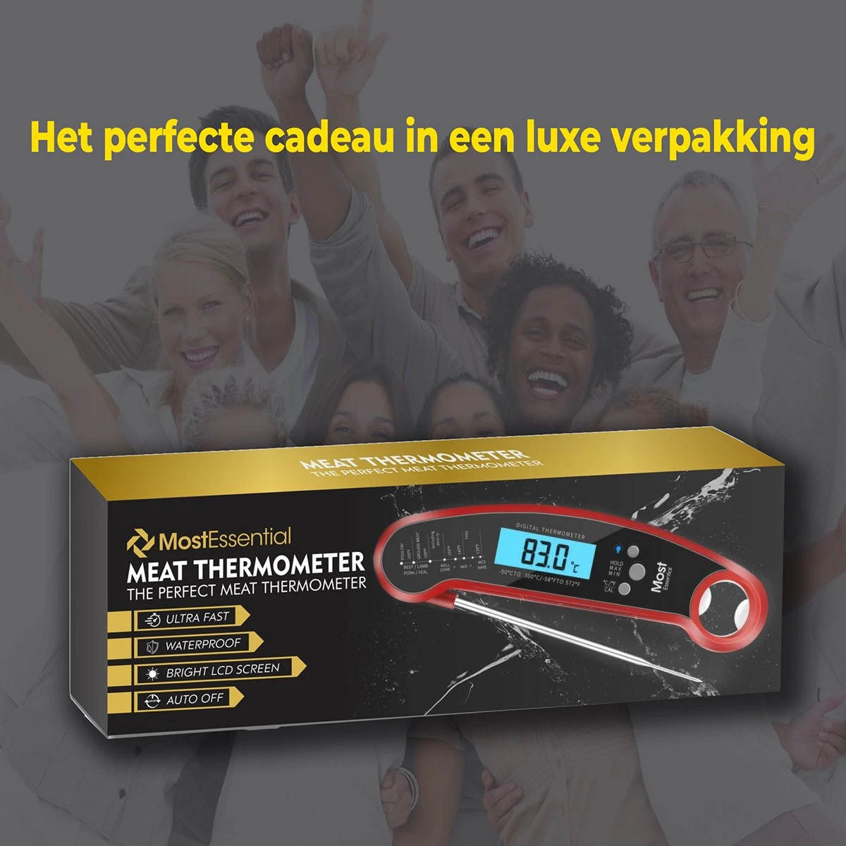 MostEssential Premium Vleesthermometer - BBQ Thermometer - Kernthermometer - Suikerthermometer - Voedselthermometer - Thermometer Koken - Keuken Thermometer - Digitaal – Draadloos - Waterdicht - Afbeelding 9