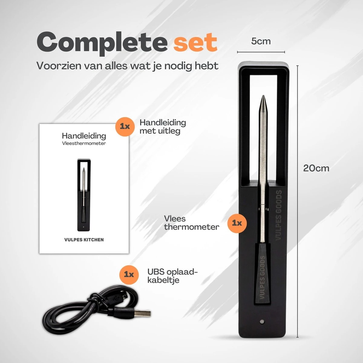 Vulpes Kitchen Vleesthermometer - BBQ - Oplaadbaar - Draadloos - Bluetooth - Afbeelding 5