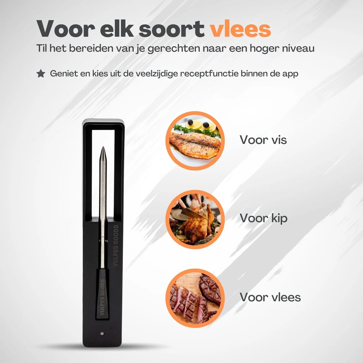 Vulpes Kitchen Vleesthermometer - BBQ - Oplaadbaar - Draadloos - Bluetooth - Afbeelding 7