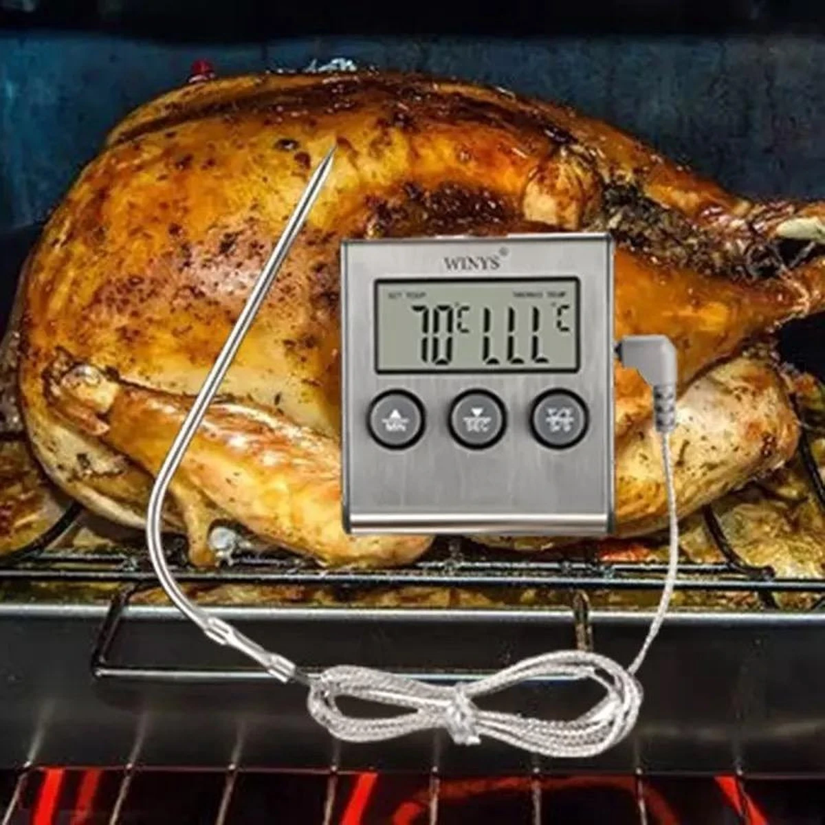 2-in-1 Magnetische Digitale Kern Thermometer Met Keuken Timer Alarm -0-250 Graden Celcius - Magnetische Vloeistof/Vlees Temperatuurmeter Met Meetsonde Draad & Kook Timer - Afbeelding 7