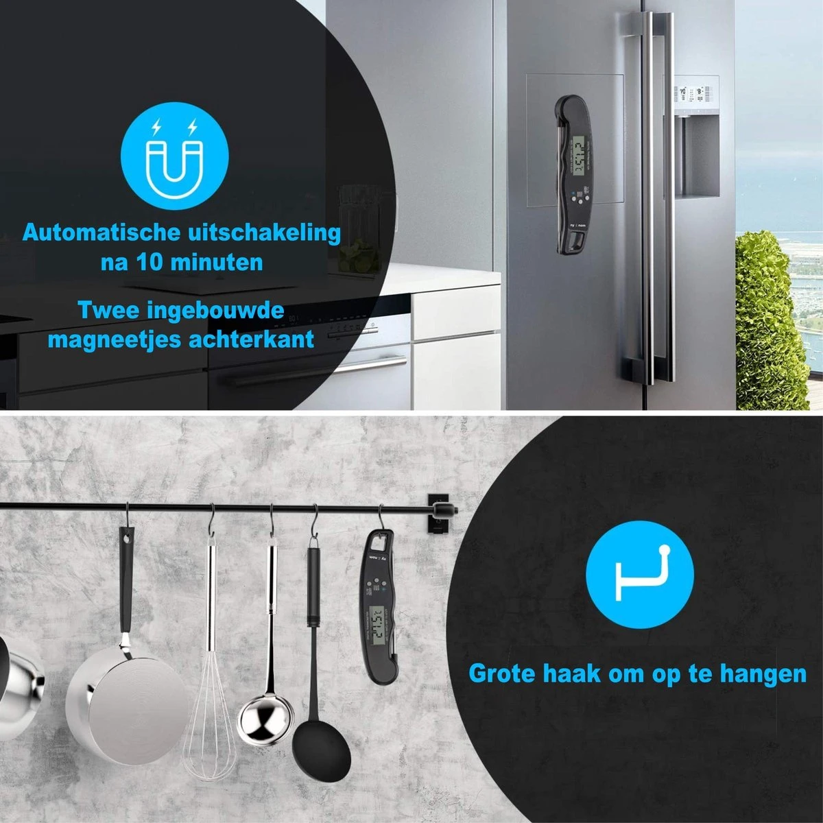 Premium Digitale Keuken Thermometer Met Flashlight- Vleesthermometer - Kookthermometer - Bbq Thermometer - Suikerthermometer Met Hold Functie - Afbeelding 5