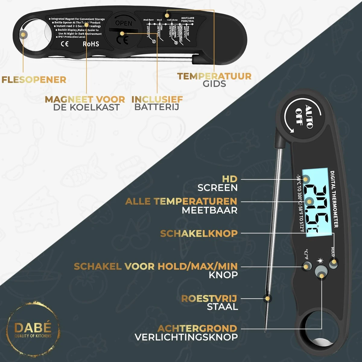 Dabé Draadloze Vleesthermometer - Keukenthermometer - Afbeelding 5