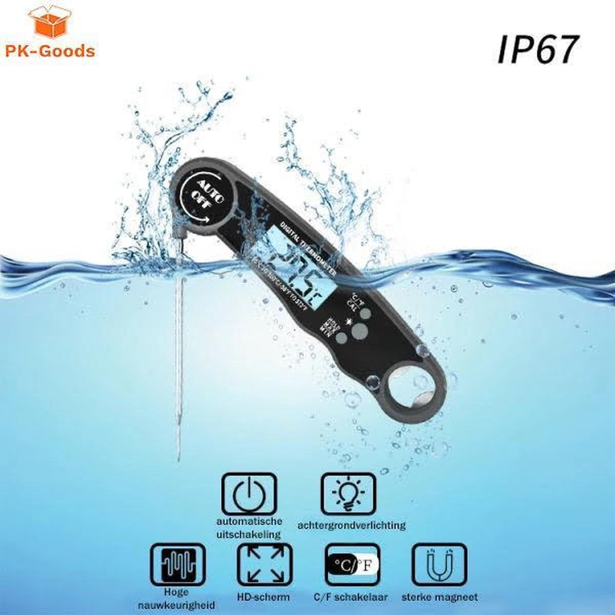 Merkloos PK Goods BBQ Thermometer- BBQ Accesoires -Draadloze Thermometer- Kernthermometer - Waterdicht- Vleesthermometer - Afbeelding 4