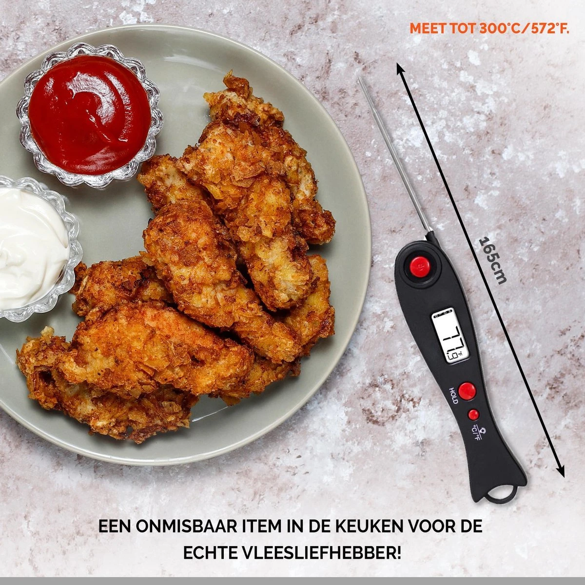 Mancor Vleesthermometer BBQ Thermometer Digitaal Keukenthermometer Accessoires Voedselthermometer - Inklapbaar - Afbeelding 7