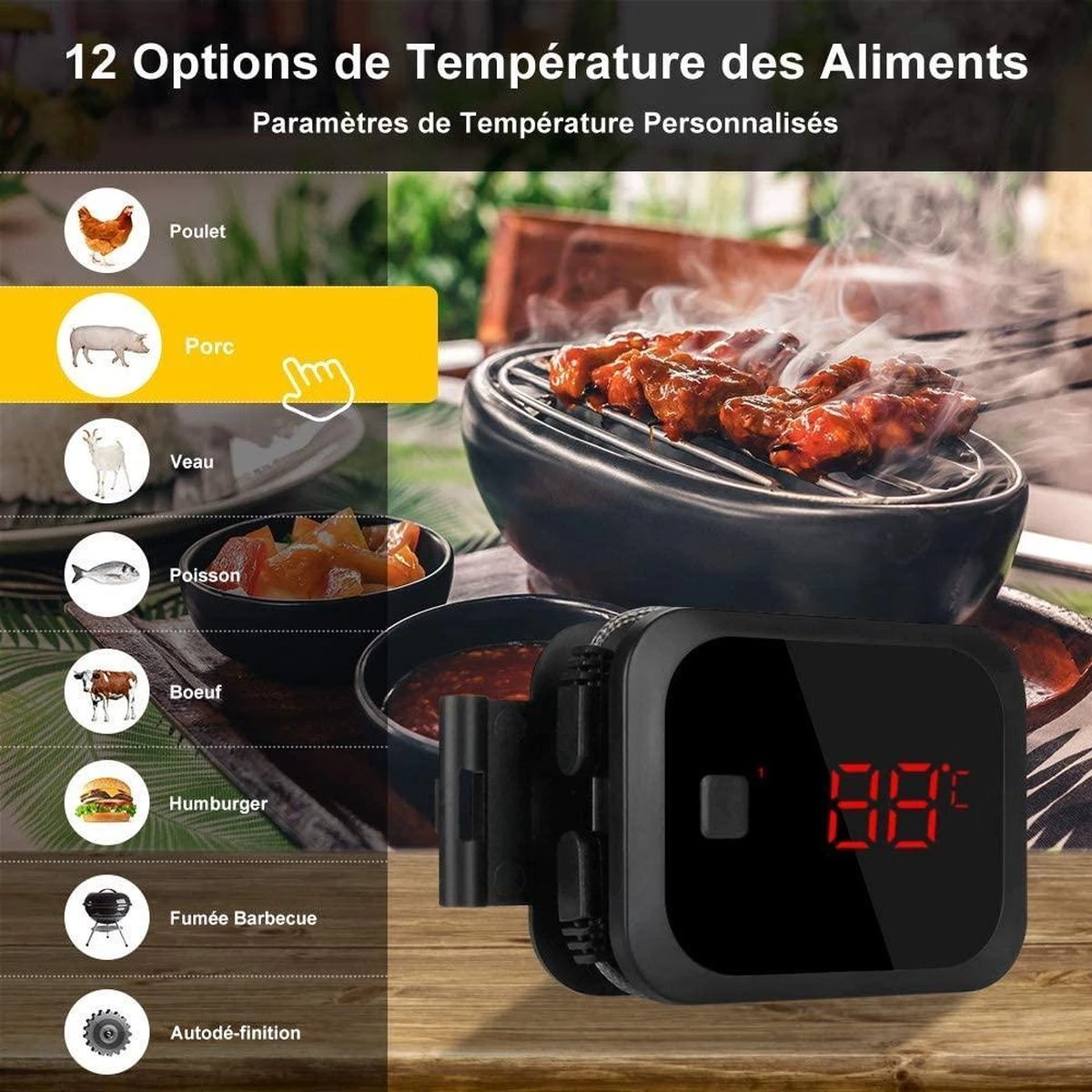 Merkloos Inkbird Draadloze Barbecue Vleesthermometer - Keukenthermometer - Afbeelding 6