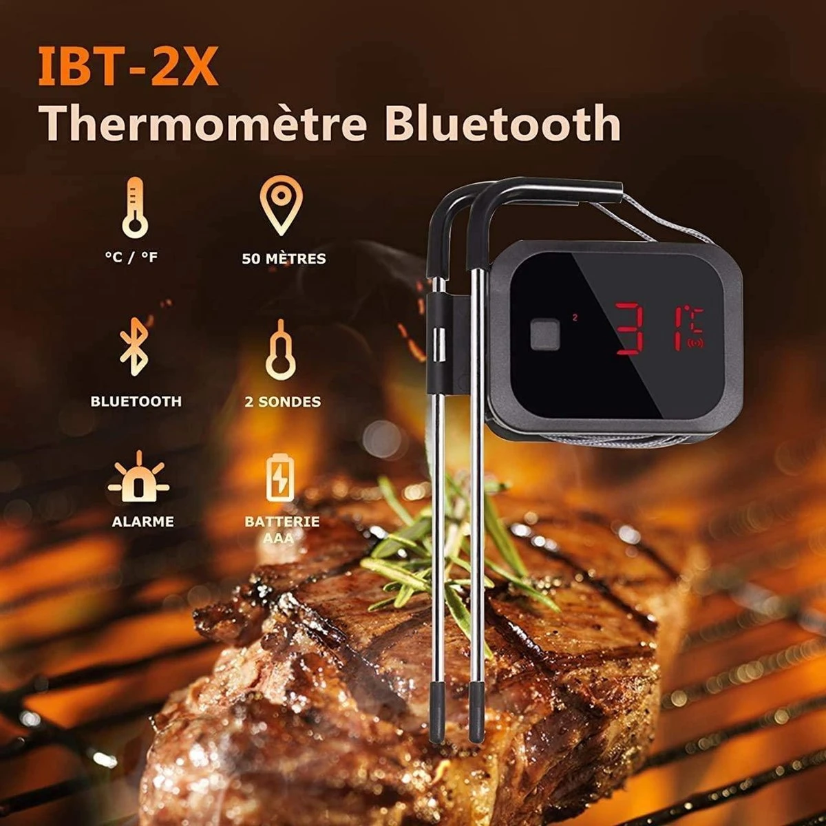Merkloos Inkbird Draadloze Barbecue Vleesthermometer - Keukenthermometer - Afbeelding 7