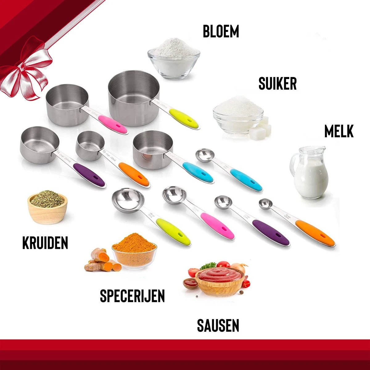 Rednas XXL Maatlepel/Maatbeker-set - 16-delig - Measuring Cups Spoons - Maatschep Set - Afbeelding 6