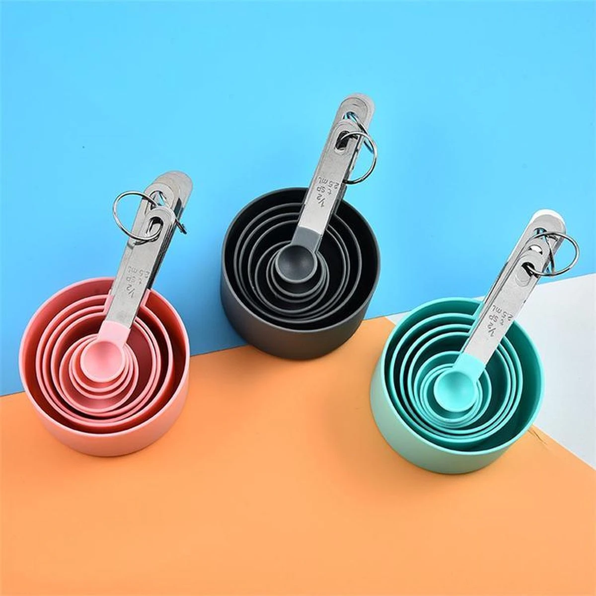 Merkloos SwissBex Maatbeker Set - Maatlepel - Wegen & Meten - 8 Delig - Kleur Grijs - Afbeelding 3