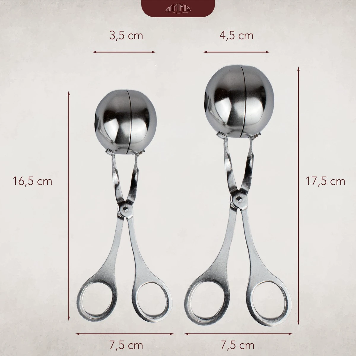 Nimma® Gehaktballen Maker - Set Van 2 - Groot En Klein - Gehaktballen Maker Tang / Lepel - RVS - Afbeelding 4