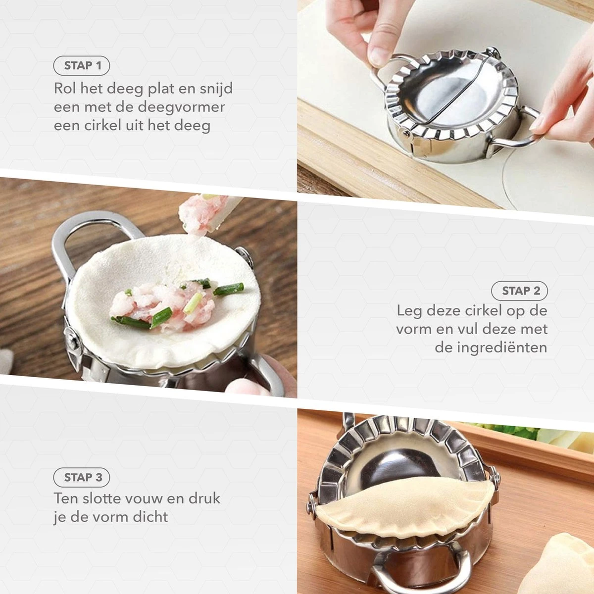 RX Goods 2 Stuks Stalen Deegvormer Mal Voor Ravioli, Pastei, Dumpling, Empanada – Maker Keukengerei - Afbeelding 3