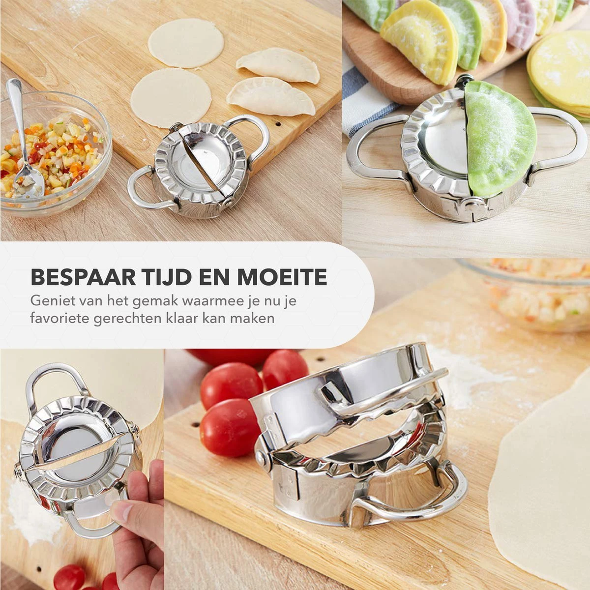 RX Goods 2 Stuks Stalen Deegvormer Mal Voor Ravioli, Pastei, Dumpling, Empanada – Maker Keukengerei - Afbeelding 4