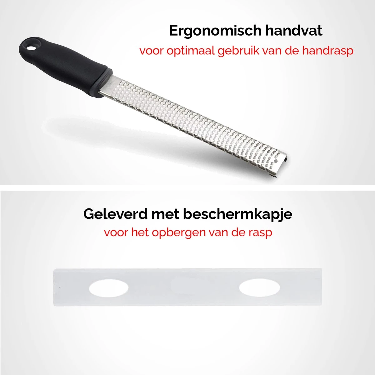 HGMD® Handrasp Lang - Rasp - Citroenrasp - Kaasrasp - Gemberrasp - Knoflookrasp - Smalle Lange Rasp - RVS Rasp - Inclusief Borstel - Afbeelding 2
